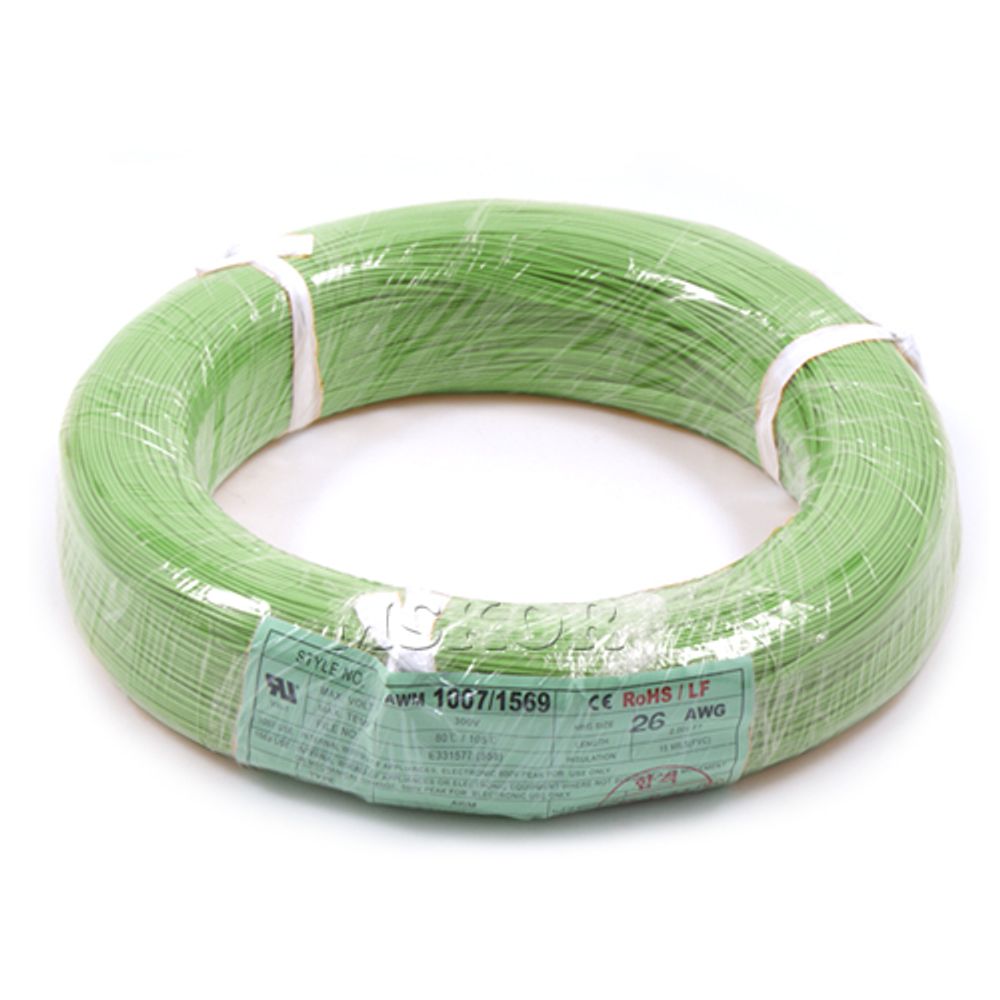 DAEWON Electric Wire 26AWG GREEN 1ROLL, 610M, 0.4MM, PVC Insulated Wire, UL1007 CE Certified, Flame Retardant